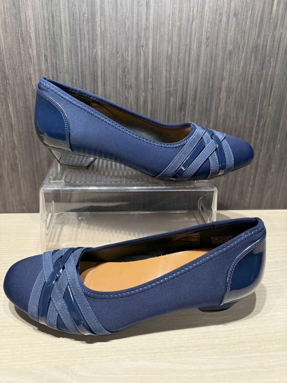 COMFORTVIEW Slip On Shoes Flats Sz 10 WIDE Blue Fabric Stretch Padded LYRA NWO